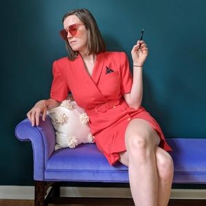 Sunset Orange Power Dress | Vintage 80s Kasper